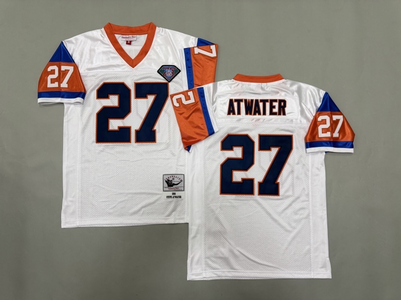 Men 2025 Denver Broncos 27 Atwater white Throwback Limited NFL Jersey style 001